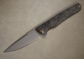 Cheburkov Knife Hudson Light, Steel S90V, Handle Black Marble Carbon Bronze Titanium