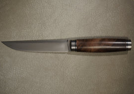 Cheburkov Knife Scandinavian, Steel S90V, Bolster Titanium, Handle Stabilized Walnut, Full Length 268 mm