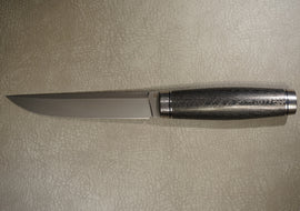 Cheburkov Knife Scandinavian, Steel S90V, Bolster Titanium, Handle Carbon Full Length 268 mm