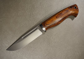 Cheburkov Knife Hunter-4, Steel S90V, Bolster Titanium, Handle Ironwood, Full Length, 257 mm