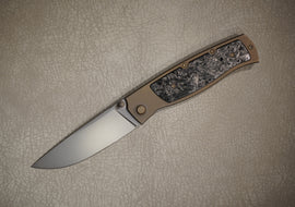 Cheburkov Knife Sparrow Large With Insert, Steel M390, Handle Black Marble Carbon Bronze Titanium