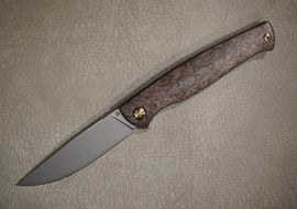 Cheburkov Knife Leader Light New, Steel M390, Handle Marble Carbon with Bronze Powder, Bronze Titanium