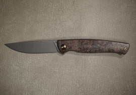 Cheburkov Knife Leader Light New, Steel M390, Handle Marble Carbon with Bronze Powder, Bronze Titanium