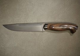 Cheburkov Knife Finnish, Steel 110HA18 MSHD, Bolster Titanium, Full Tang, Handle Walnut Burl, Full Length 264 mm