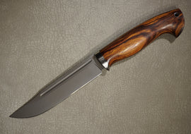 Cheburkov Knife Finnish, Steel S90V, Bolster Titanium, Handle Iron Wood, Full Length 264 mm