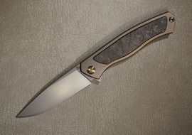 Cheburkov Knife Scout New with an Insert, Steel Elmax, Handle Marble Carbon, Gray Anodized Titanium