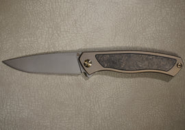 Cheburkov Knife Scout New with an Insert, Steel Elmax, Handle Marble Carbon, Gray Anodized Titanium
