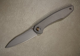 Cheburkov Knife Russian, Steel S90V, Handle Gray Titanium, Blue Clip and Back