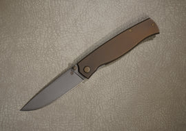 Cheburkov Knife Sparrow Small, Steel Elmax, Handle Bronze Anodized Titanium
