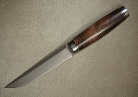 Cheburkov Knife Scandinavian, Steel S90V, Bolster Titanium, Handle Stabilized Walnut, Full Length 268 mm
