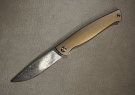 Cheburkov Knife Leader New, Steel Damascus, Handle Bronze Titanium