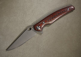 Cheburkov Knife Crow Carbon Both Sides, Steel M398, Handle Red and Black Carbon Gray Anodized Titanium