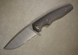 Cheburkov Knife Killer Whale, Steel Elmax, Handle Carbon Both Sides, Bronze Anodized Titanium