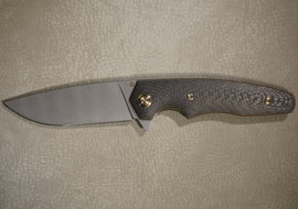 Cheburkov Knife Killer Whale, Steel Elmax, Handle Carbon Both Sides, Bronze Anodized Titanium