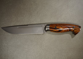 Cheburkov Knife Bear, Steel S90V, Bolster Titanium, Full Tang, Handle Iron Wood, Full Length 290 mm