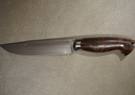Cheburkov Knife Finnish, Steel S90V, Bolster Titanium, Full Tang, Handle Walnut Burl, Full Length 264 mm