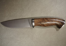 Cheburkov Knife Beam, Steel S90V, Bolster Titanium, Handle Walnut Burl, Full Length, 240 mm