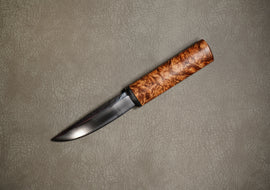 Balitsky Knife Yakut, Steel HA12MF, Handle Stabilized Karelian Birch, Steer Tail Sheet, Full Length 225mm