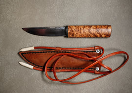 Balitsky Knife Yakut, Steel HA12MF, Handle Stabilized Karelian Birch, Steer Tail Sheet, Full Length 225mm
