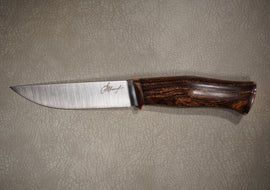 Kruchkov Skinning Knife Scout, Through Handle Design, Brass, Ironwood, Mosaic Pins, Elmax