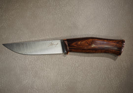 Kruchkov Skinning Knife Scout, Through Handle Design, Brass, Ironwood, Mosaic Pins, M390