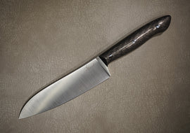 Kruchkov Santoku Kitchen Knife, M390, Full Tang, Carbon, Knife Sheath