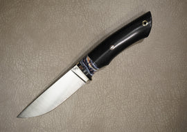 Kruchkov Skinning Knife Hunter, Hidden Tang Design, Mammoth Tooth, Micarta, Mosaic Pins, Custom Holster, M390