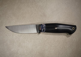 Kruchkov Skinning Knife Hunter, Hidden Tang Design, Mammoth Tooth, Micarta, Mosaic Pins, Custom Holster, M390