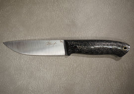 Kruchkov Knife Scout, Steel Elmax, Handle Carbon, Full Tang, Mosaic Pin