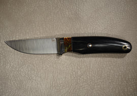 Kruchkov Hunting Knife Little, Hidden Tang Design, Micarta, Mosaic Pins, Mammoth Tooth, M398