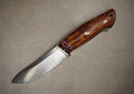 Kruchkov Skinning Knife Varyag, Hidden Tang Design, Ironwood, Mosaic Pins, Mammoth Tooth, S390 Steel, HRC 67