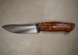 Kruchkov Skinning Knife Varyag, Hidden Tang Design, Ironwood, Mosaic Pins, Mammoth Tooth, S390 Steel, HRC 67