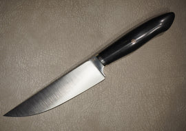 Kruchkov Kitchen Knife, Steel S90V, Hidden Tang, Micarta, Leather Knife Sheath, HRC 62