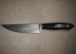 Kruchkov Kitchen Knife, Steel S90V, Hidden Tang, Micarta, Leather Knife Sheath, HRC 62