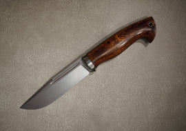 Cheburkov Knife Hunter-4, Steel M390, Bolster Titanium, Handle Ironwood, Full Length, 257 mm