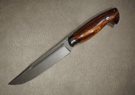 Cheburkov Knife Finnish, Steel M390, Bolster Titanium, Full Tang, Handle Iron Wood, Full Length 264 mm