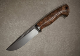 Cheburkov Knife Hunter-1, Steel M390, Bolster Titanium, Handle Stabilized Walnut, Full Length, 257 mm