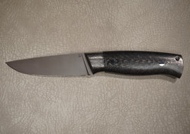 Cheburkov Knife Sparrow, Steel M390, Bolster Titanium, Handle Black Carbon, Full Length 210 mm