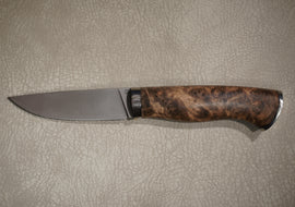 Cheburkov Knife Sparrow, Steel M390, Bolster Titanium, Handle Walnut Burl, Full Length 215 mm
