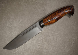 Cheburkov Knife Hunter, Steel M390, Bolster Titanium, Full Tang, Handle Iron Wood, Full Length 269 mm