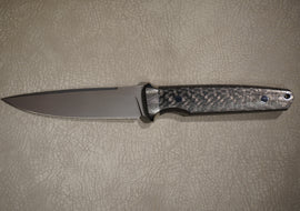 Cheburkov Knife MCH-2, Steel M390, Full Tang, Bolster Titanium, Handle Black Carbon, Full Length 255 mm
