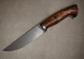 Cheburkov Knife Universal, Steel M390, Bolster Titanium, Handle Iron Wood, Full Length 266 mm