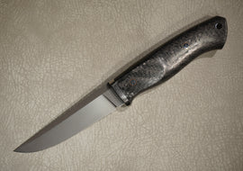 Cheburkov Knife Tactic, Steel M390, Bolster Titanium, Handle Black Carbon, Full Length 266 mm