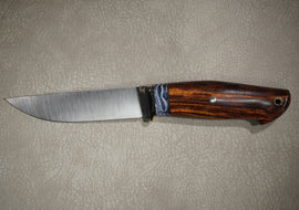 Kruchkov Knife Skinner, Steel M390, Handle Iron Wood, Mammoth Tooth, Mosaic Pins, Full Length 255 mm