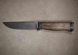 Knife Tiger, Steel Elmax, Handle Stained Oak, Through Handle Installation