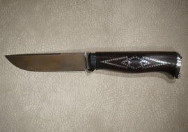 Knife Tiger, Steel Wootz, Handle Stained Hornbeam, Through Handle Technology