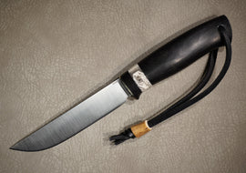 Sander Knife Barbus, Steel N690, Hornbeam Handle, Corian, Number 1407
