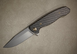 Cheburkov Knife Wolf with an Insert, Steel M390, Handle Carbon, Gray Anodized Titanium