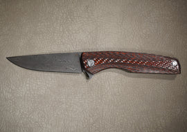 Biryukov Folding Knife Damask No 10 3D carbon red HRC-61
