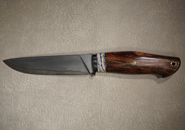 Kruchkov Knife Scout Laminate, Steel S390, Handle Iron Wood, Mosaic Pins, Mammoth Tooth Full Length 250 mm, Custom Leather Sheath, HRC-67